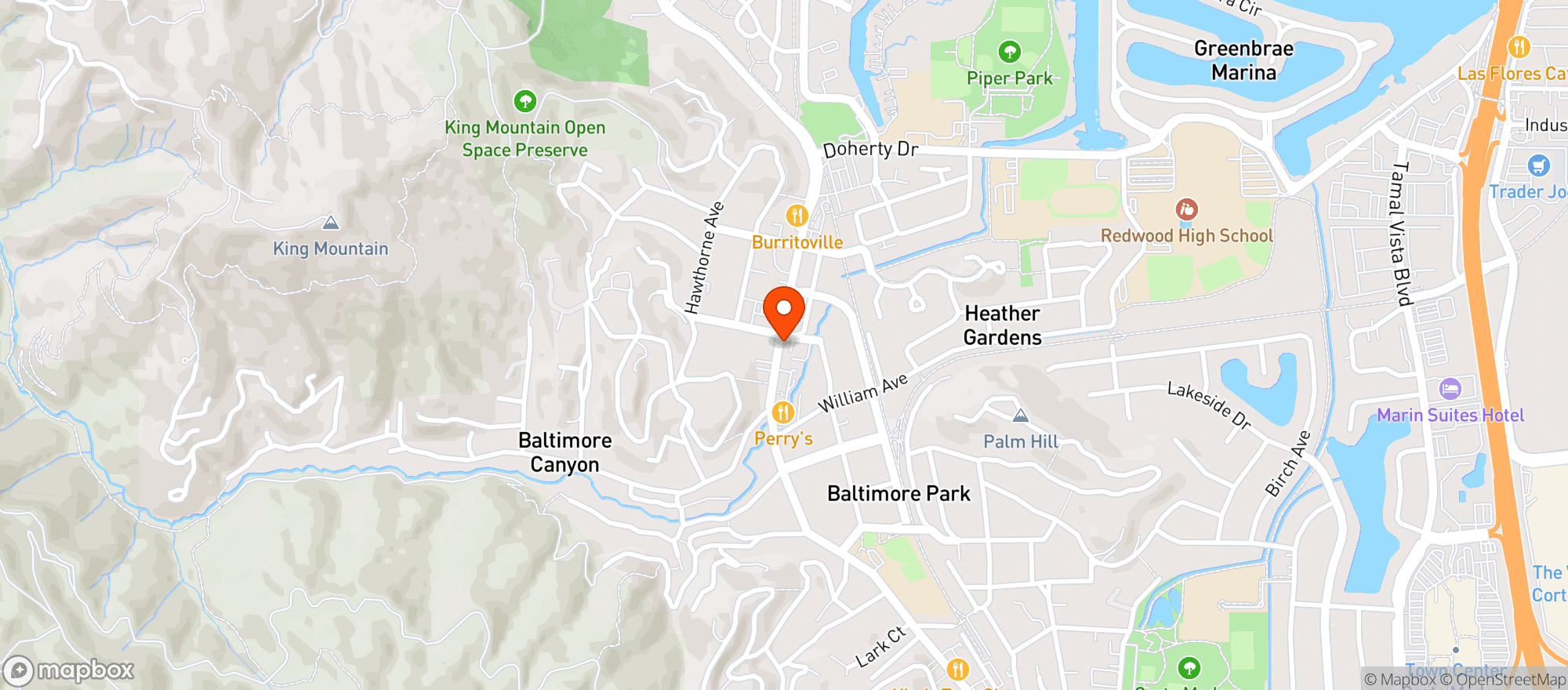 Map showing Picco Restaurant