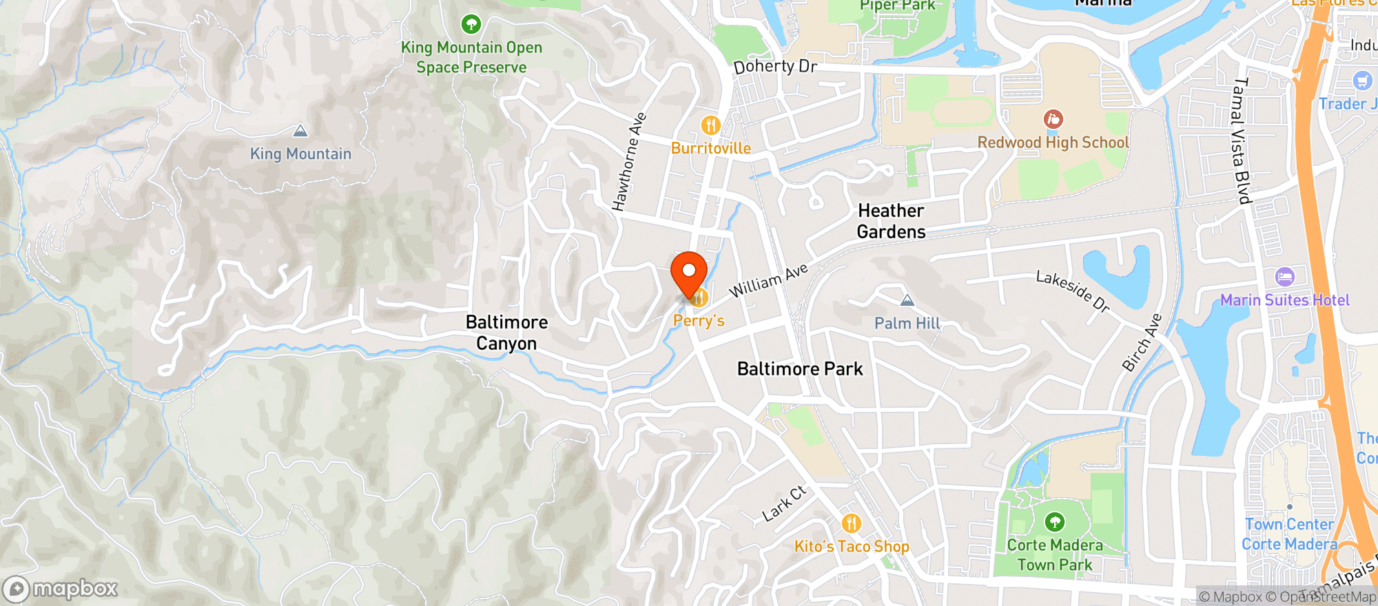 Map showing Perry's on Magnolia