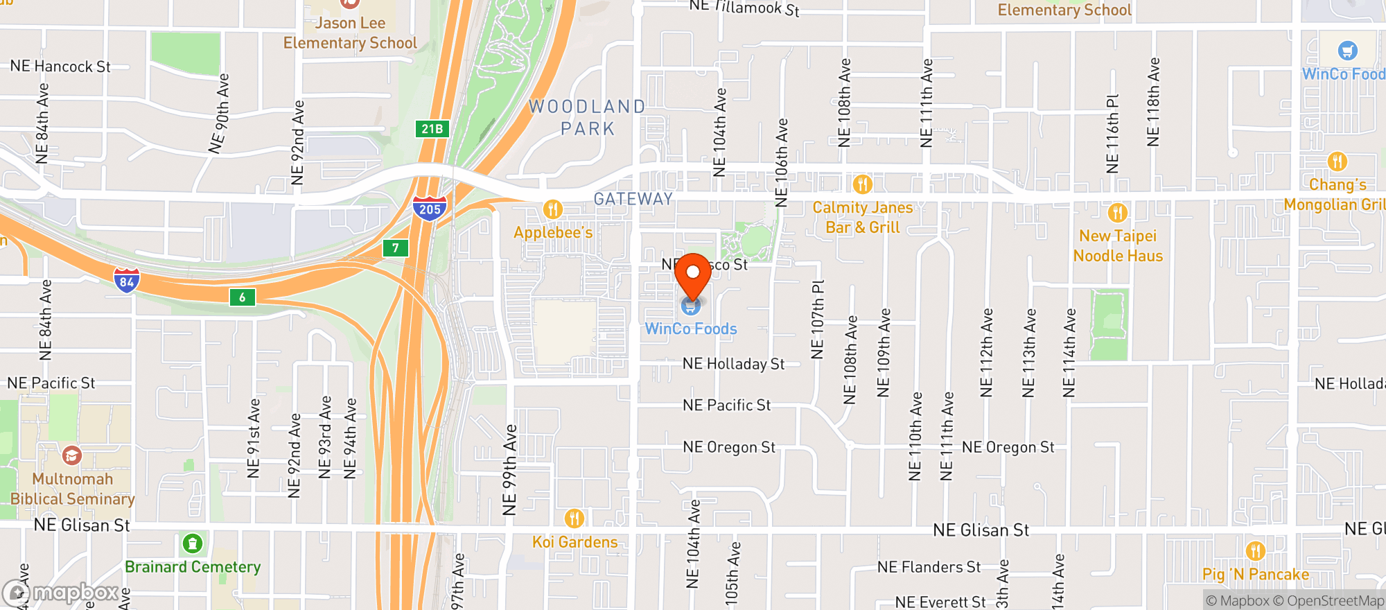 Map showing Winco #13 Ne 102Nd