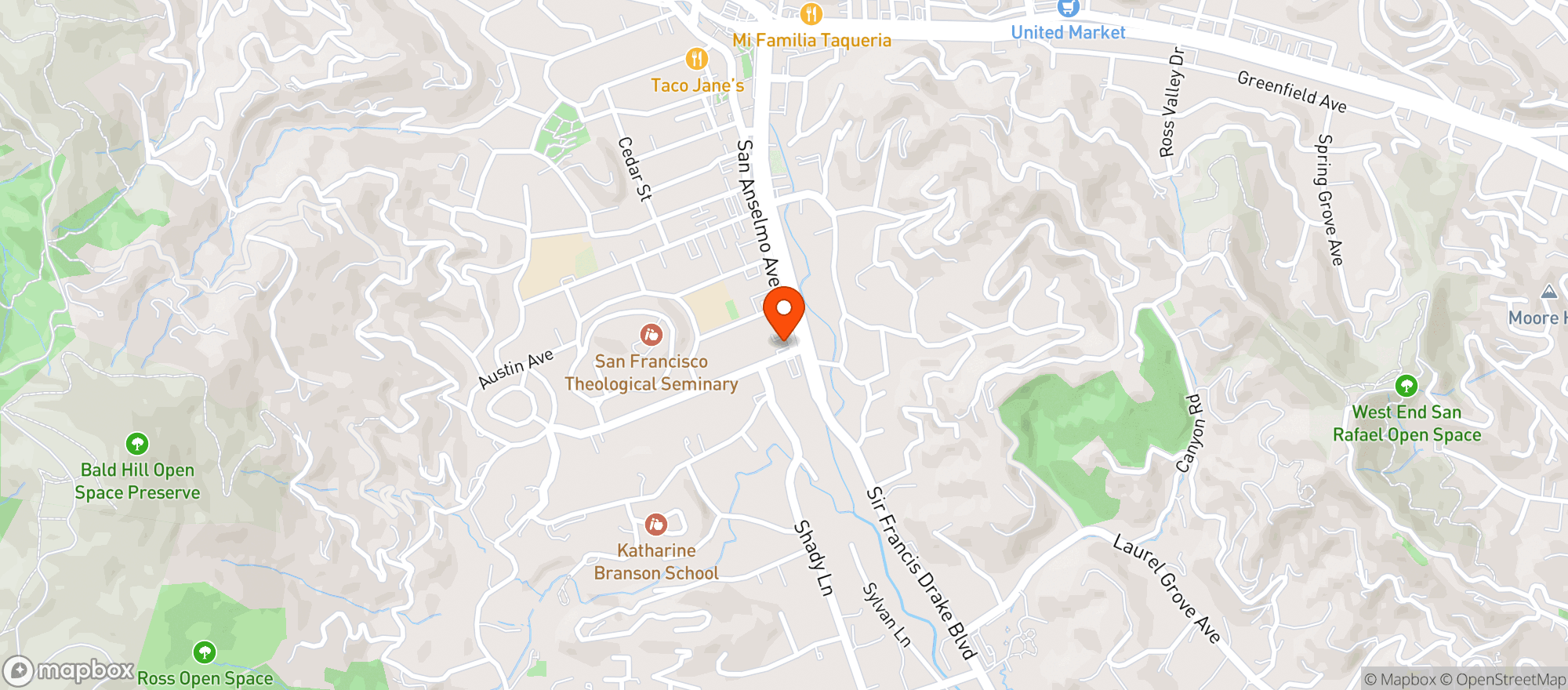 Map showing Bolinas Ave Market & Liquor