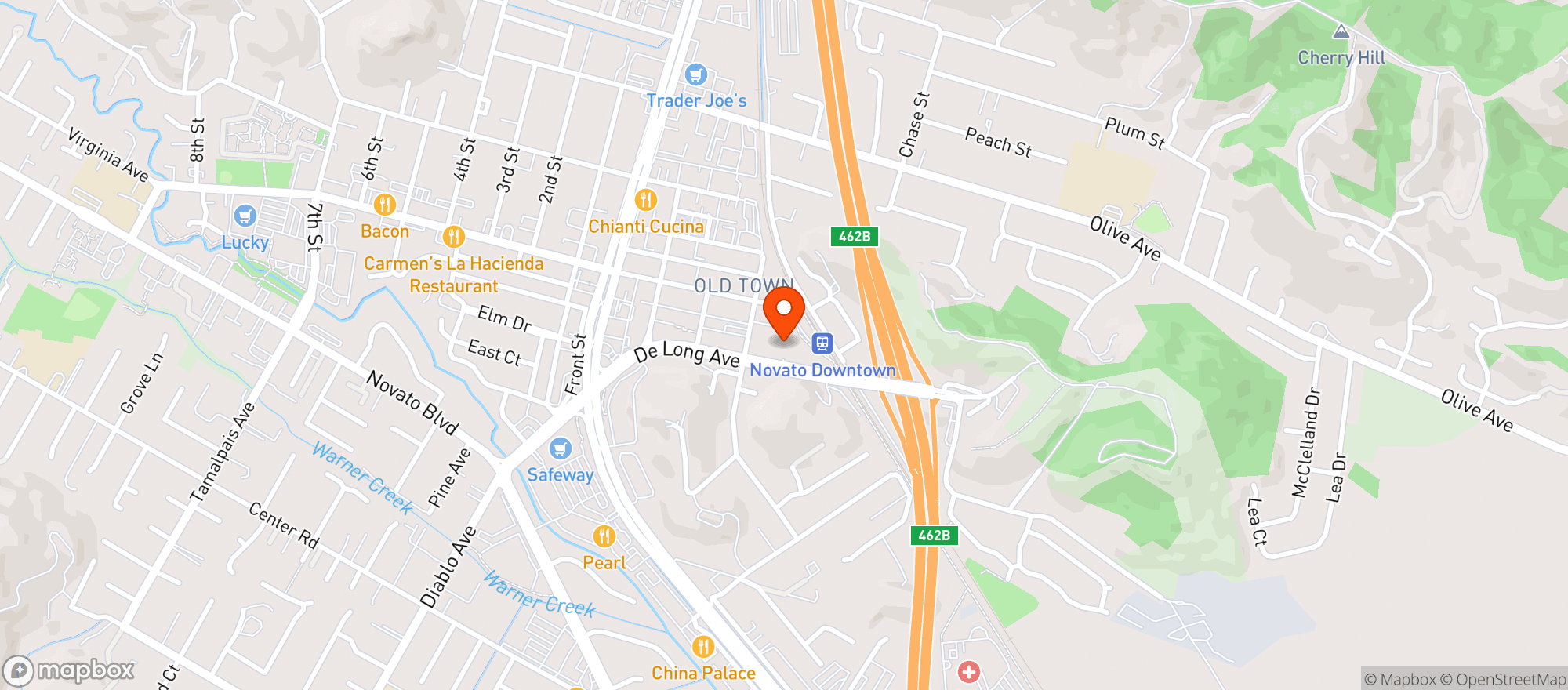 Map showing Whole Foods Market - Novato