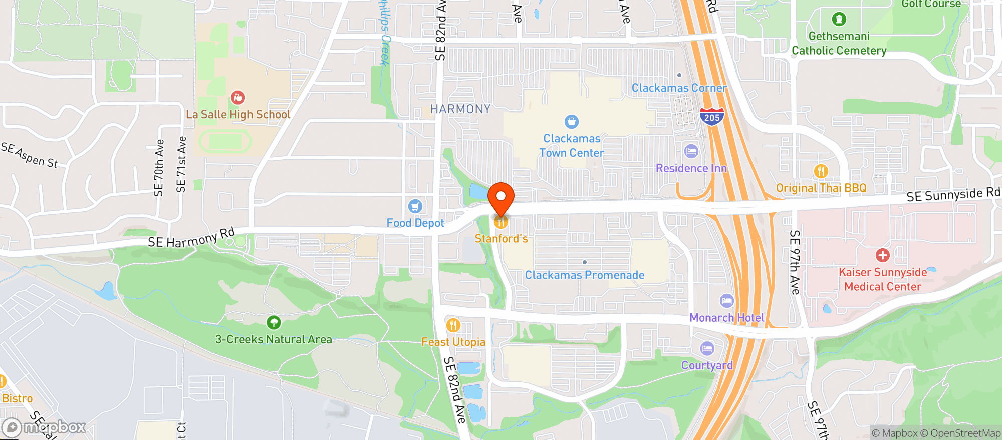 Map showing Stanfords Restaurant & #79