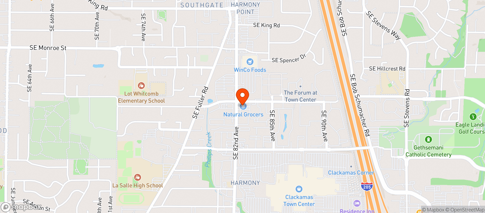 Map showing Natural Grocers - U084 - Clackamas