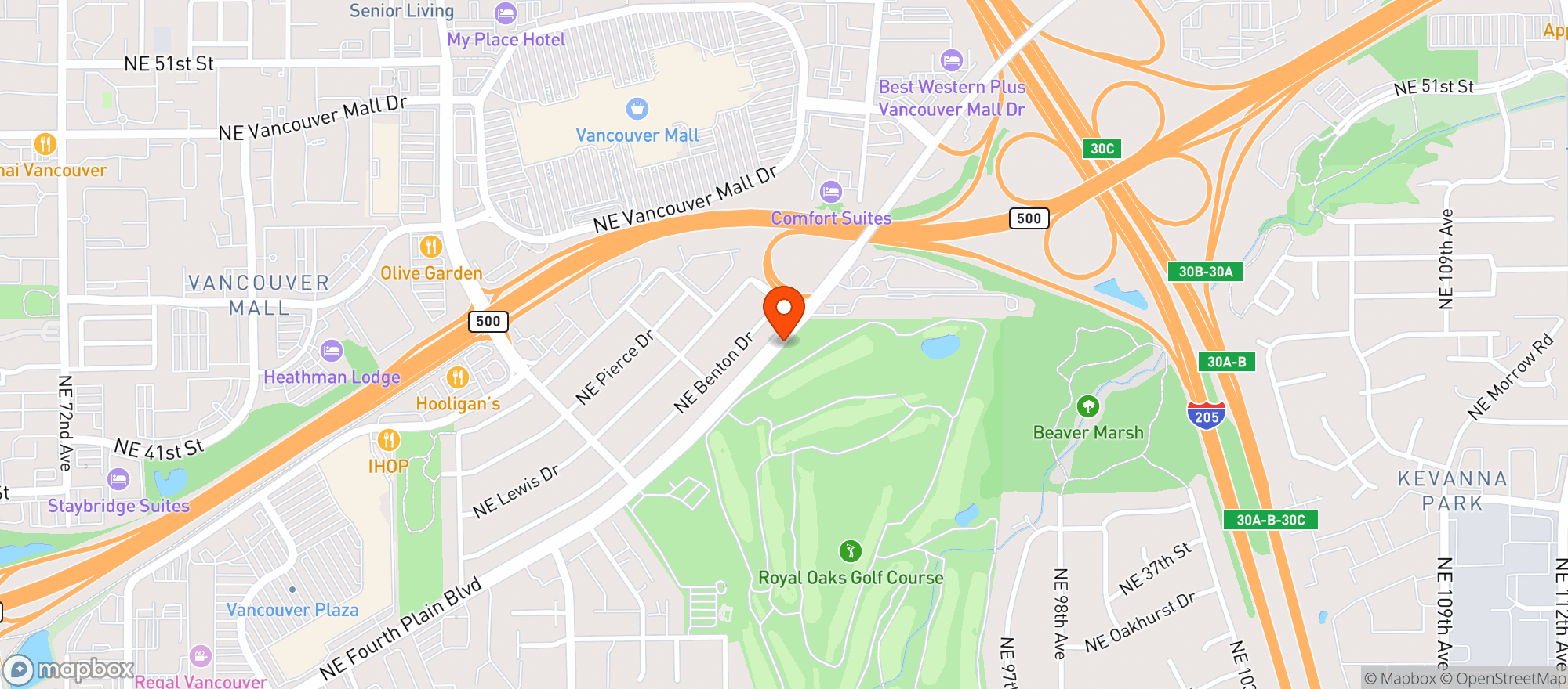 Map showing Royal Oaks Country Club
