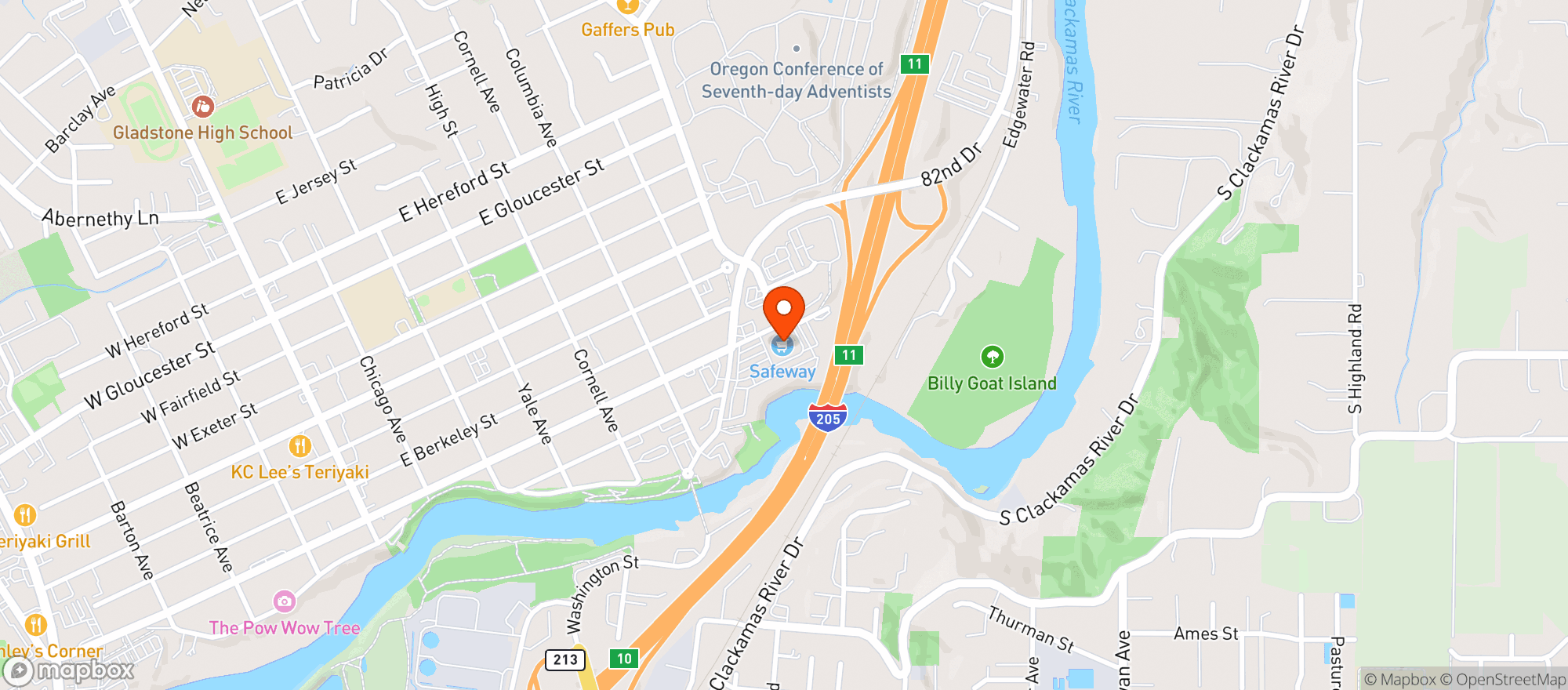 Map showing Safeway #4387 Gladstone