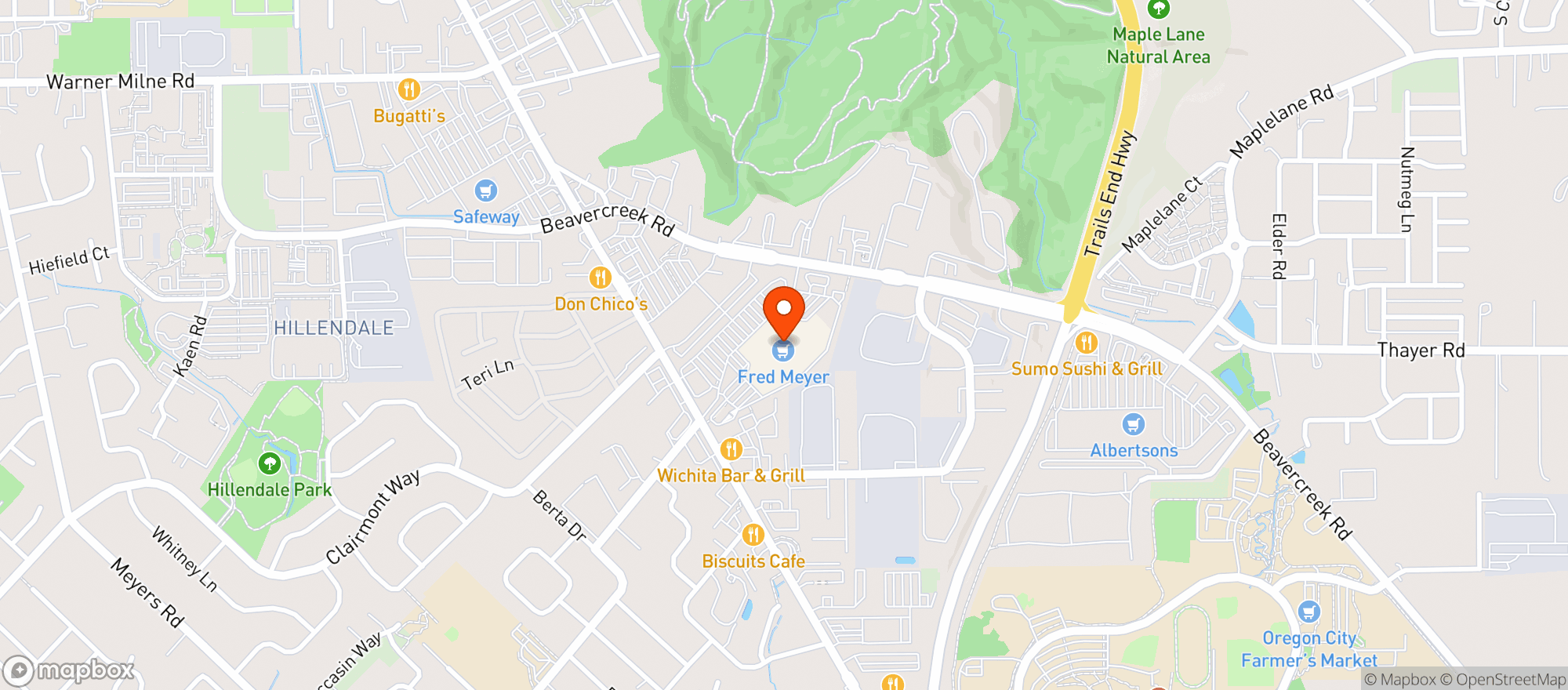 Map showing Fred Meyer