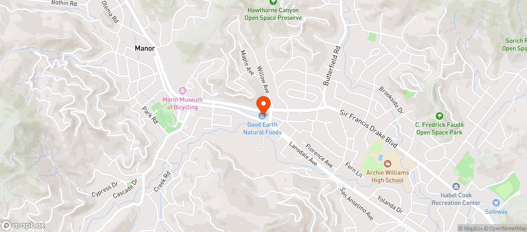 Map showing Good Earth Natural Foods (Fairfax)