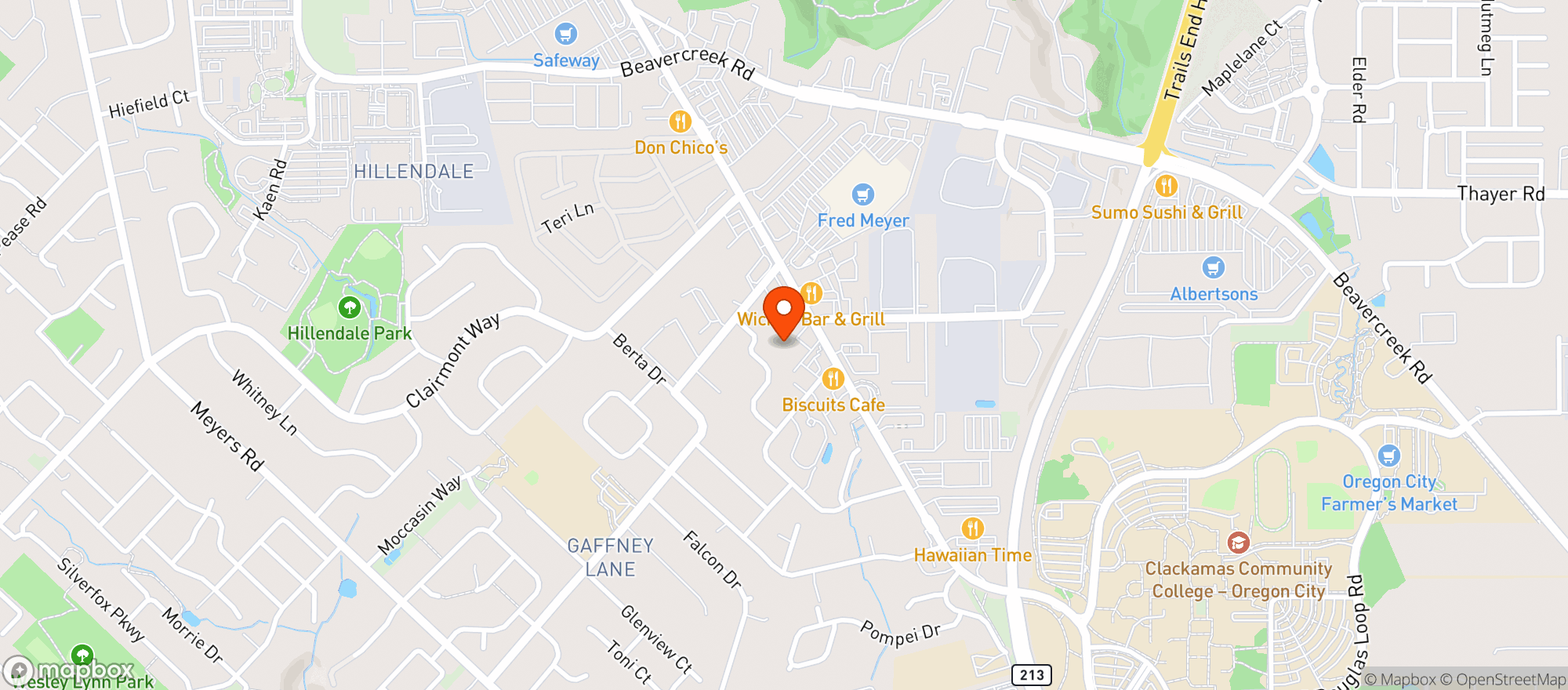 Map showing KALEAFA - OREGON CITY