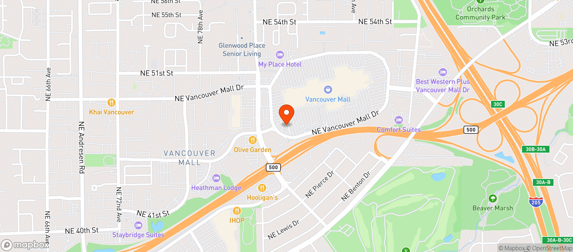 Map showing Vancouver Mall