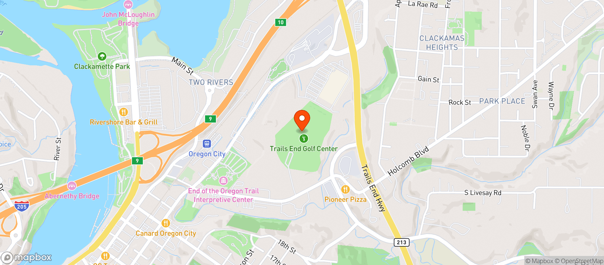 Map showing Trails End Golf Center - Oregon City
