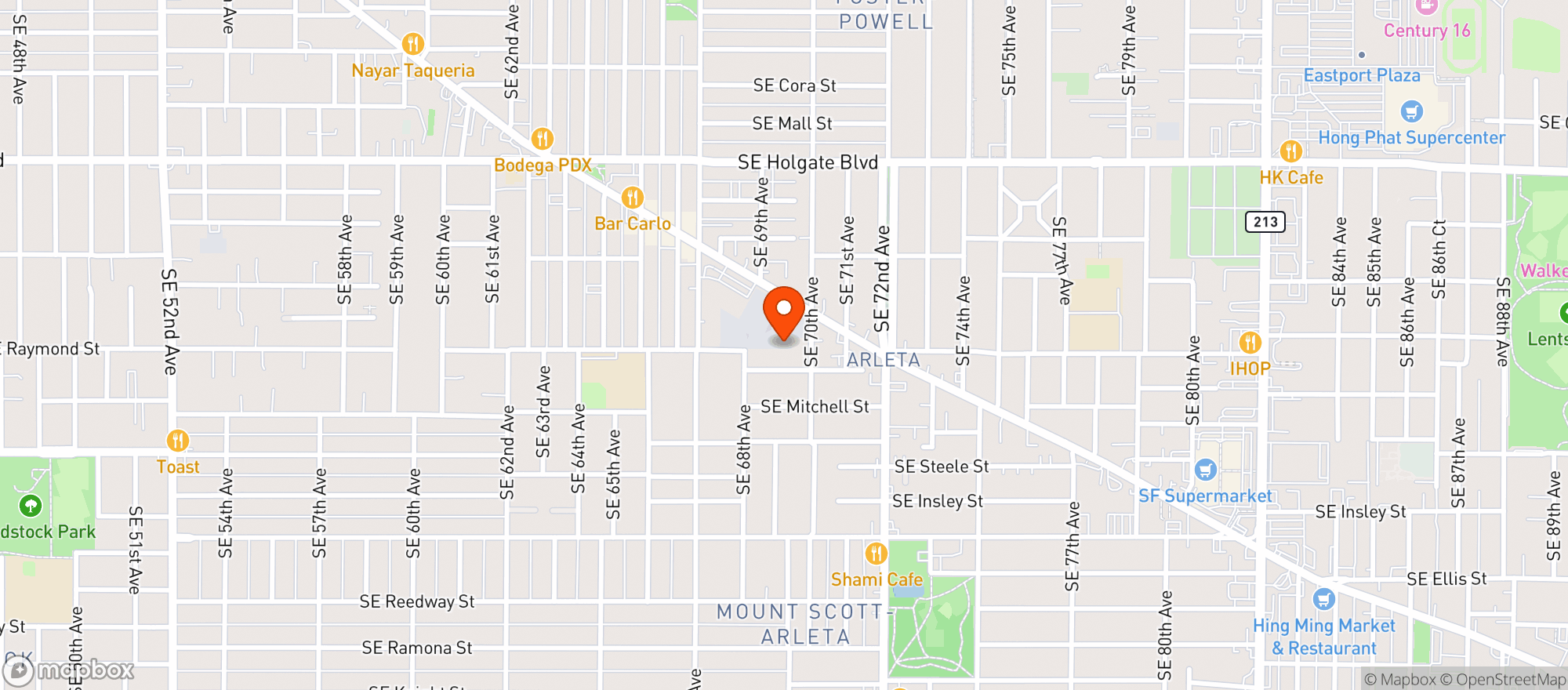 Map showing Everyday Food Mart - Portland