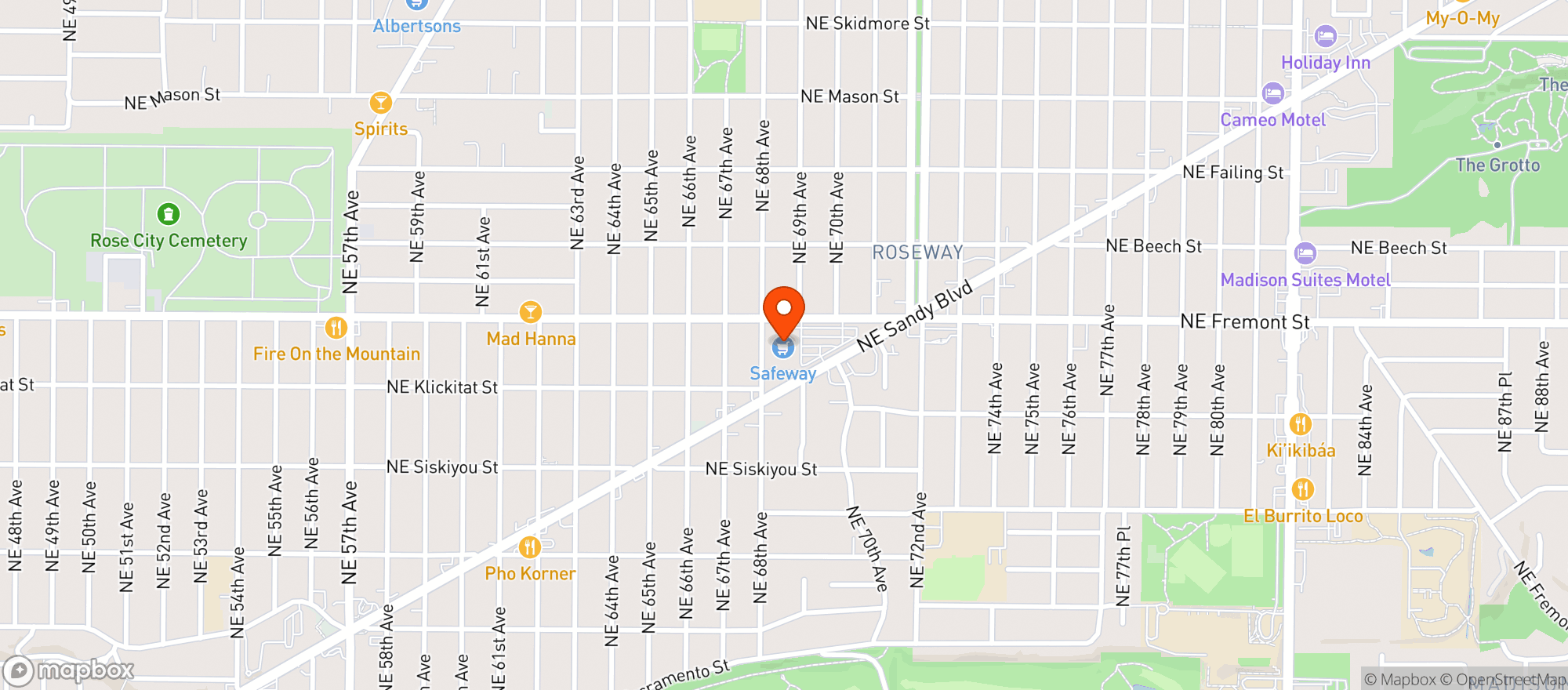Map showing Safeway #1447 Ne Sandy