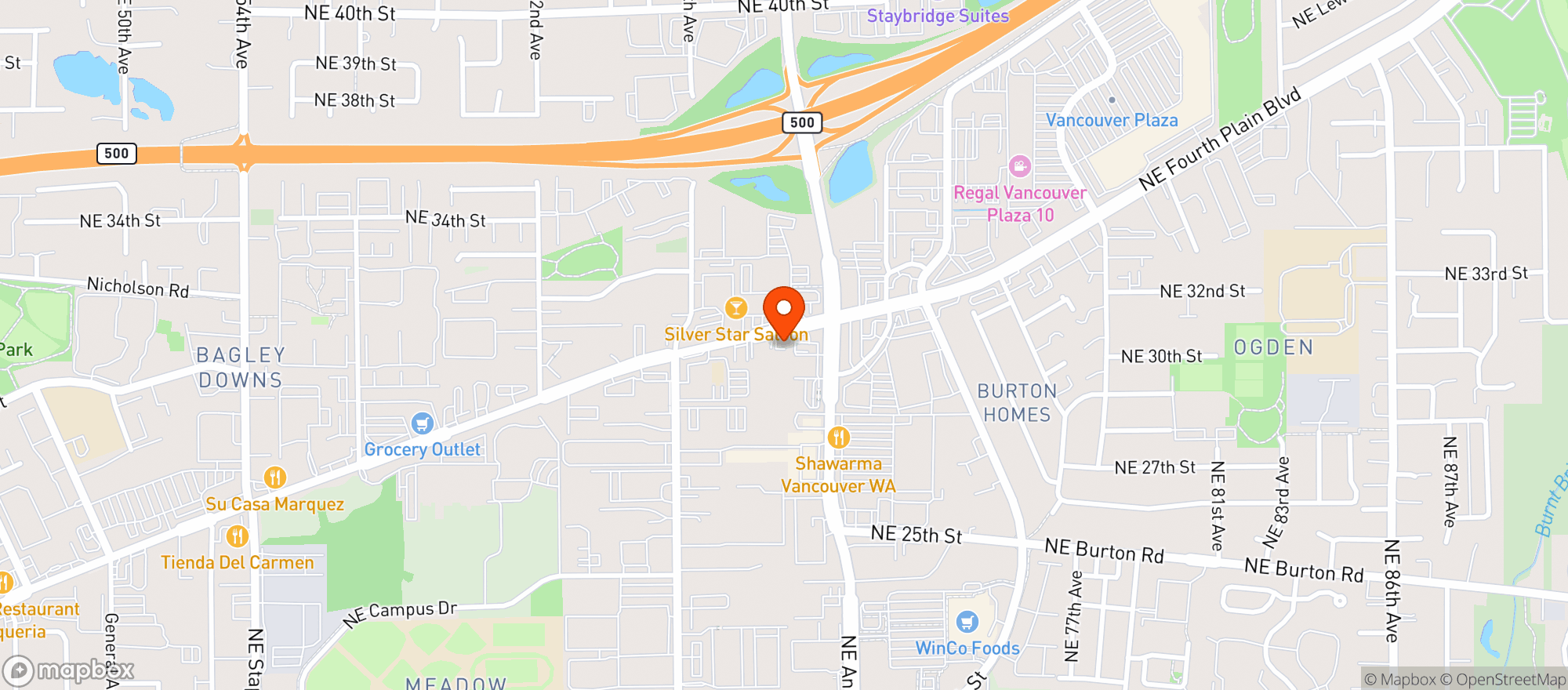 Map showing Mary Jane’s House of Glass - Fourth Plain