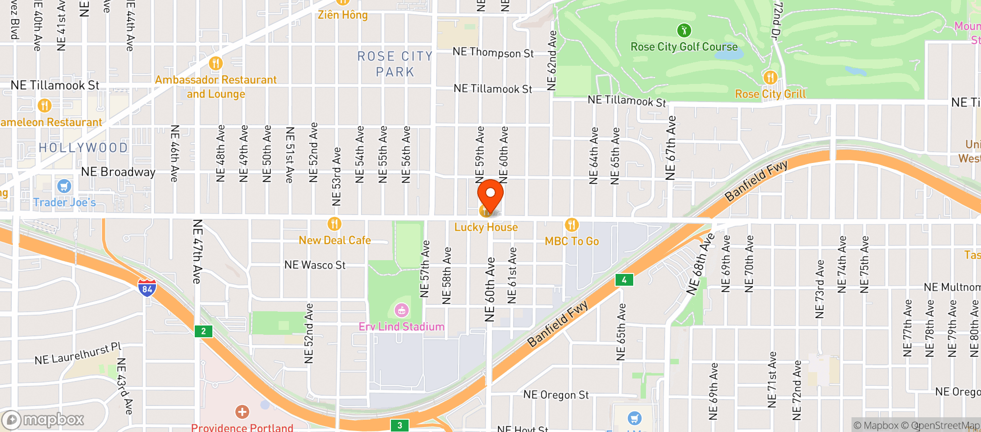 Map showing Lucky House Restaurant & Lounge