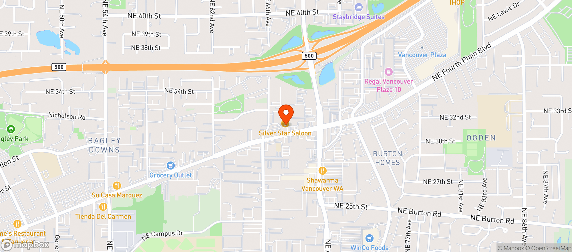Map showing Silver Star Saloon