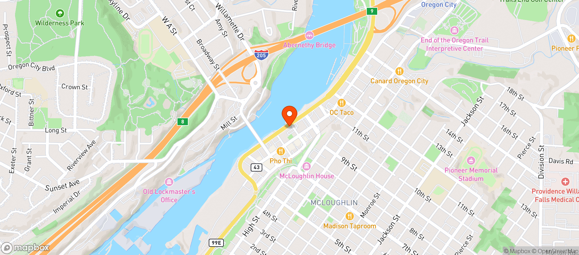 Map showing Mcmenamins Oregon City