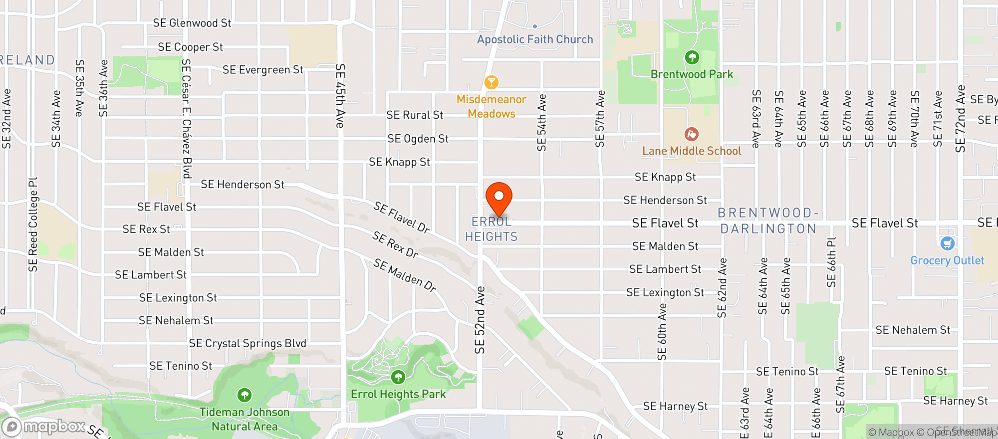 Map showing 52nd Ave Market - Portland