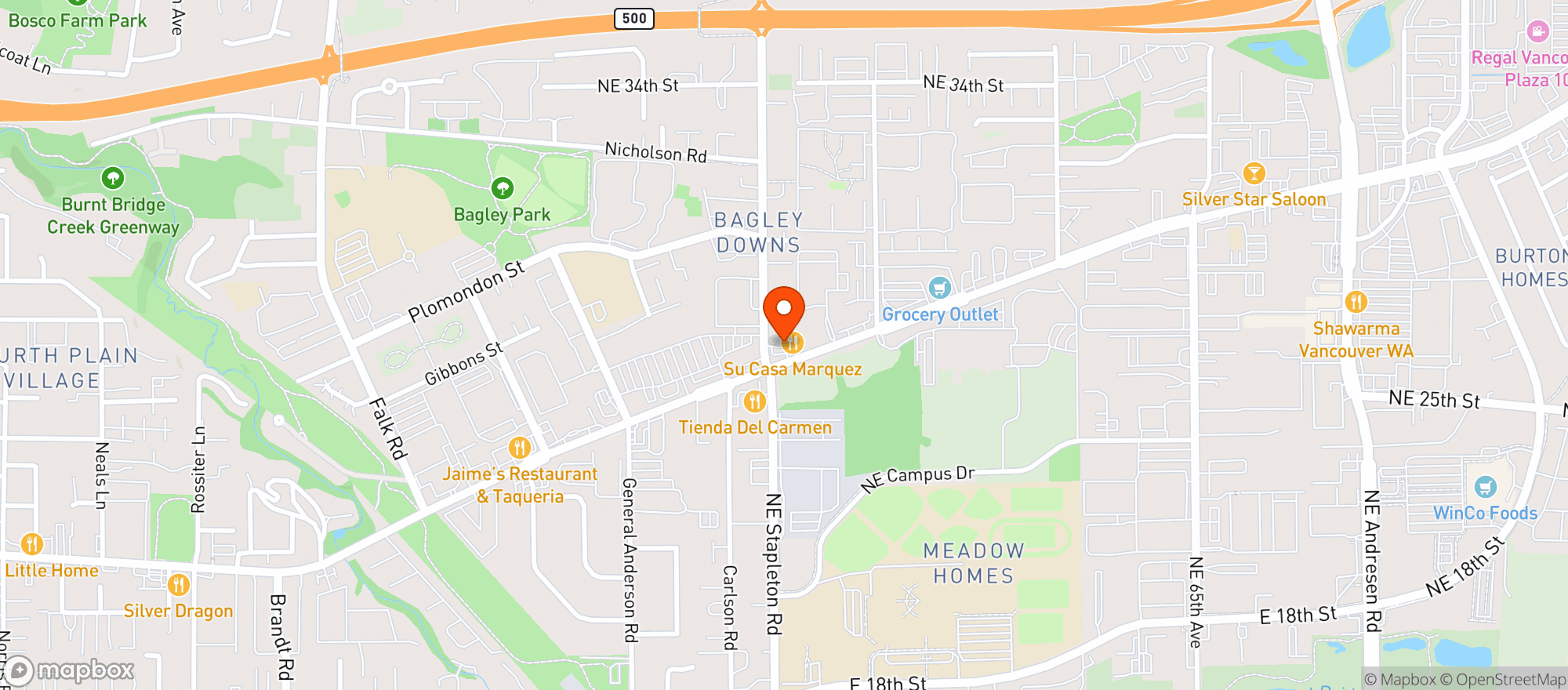 Map showing Sunrise Food Store
