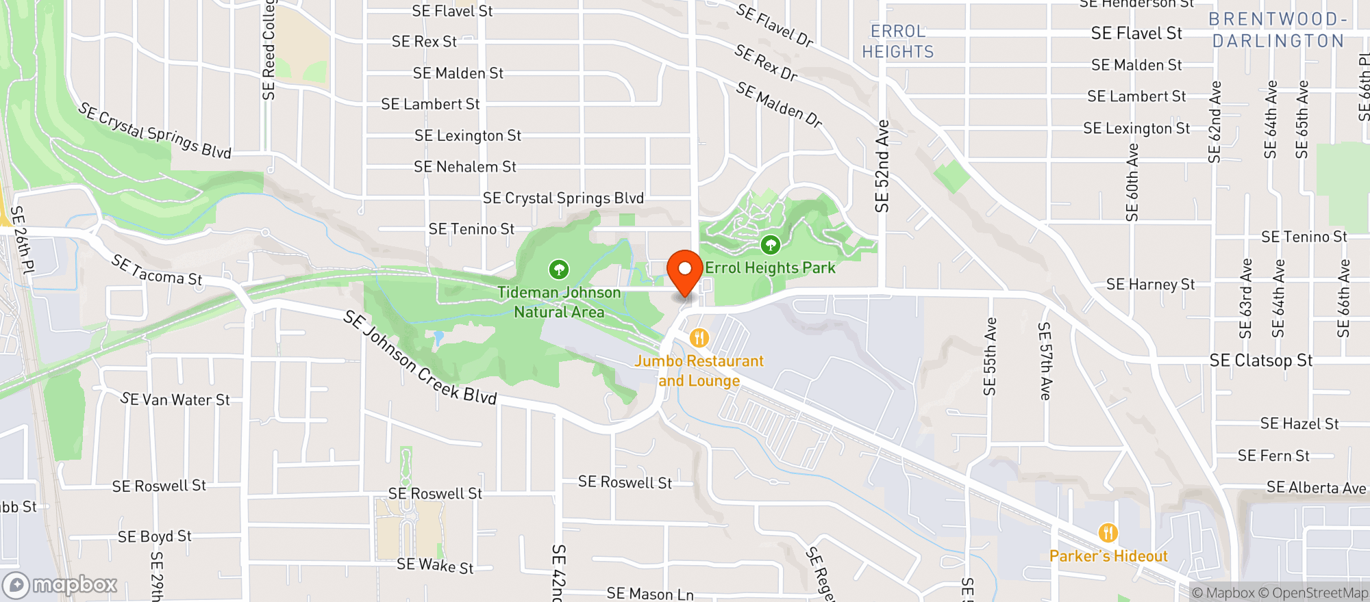 Map showing Johnson Creek Market - Portland