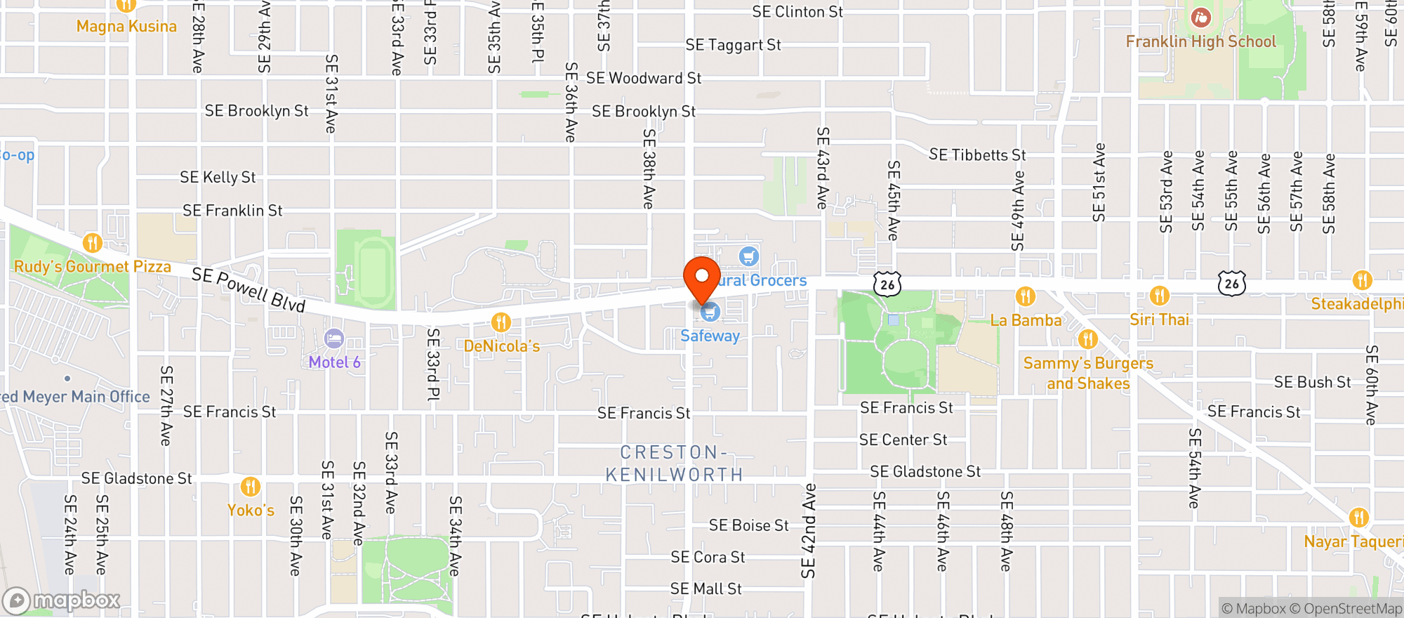 Map showing Safeway