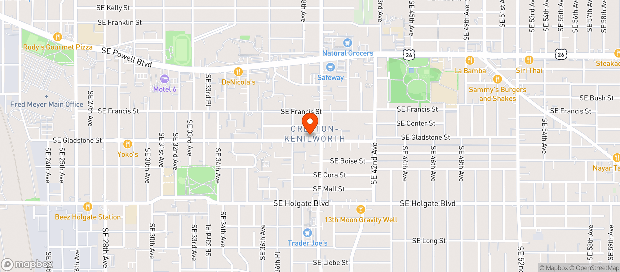 Map showing Gladstone Street Pizza