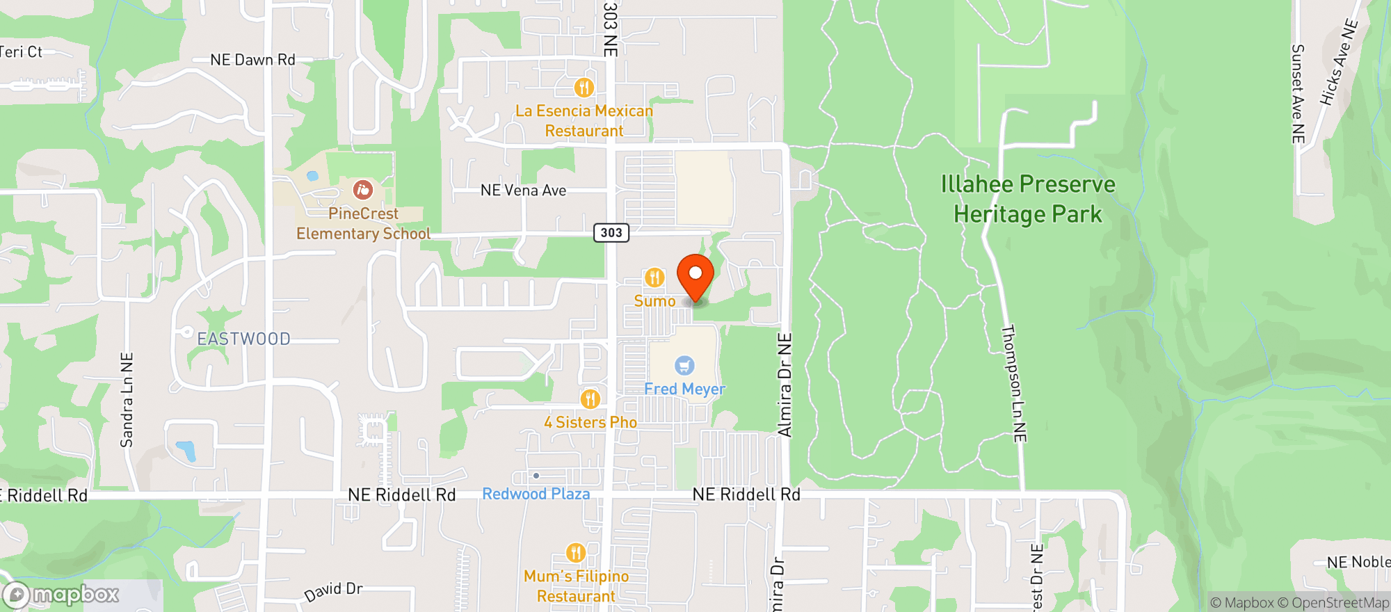 Map showing Fred Meyer