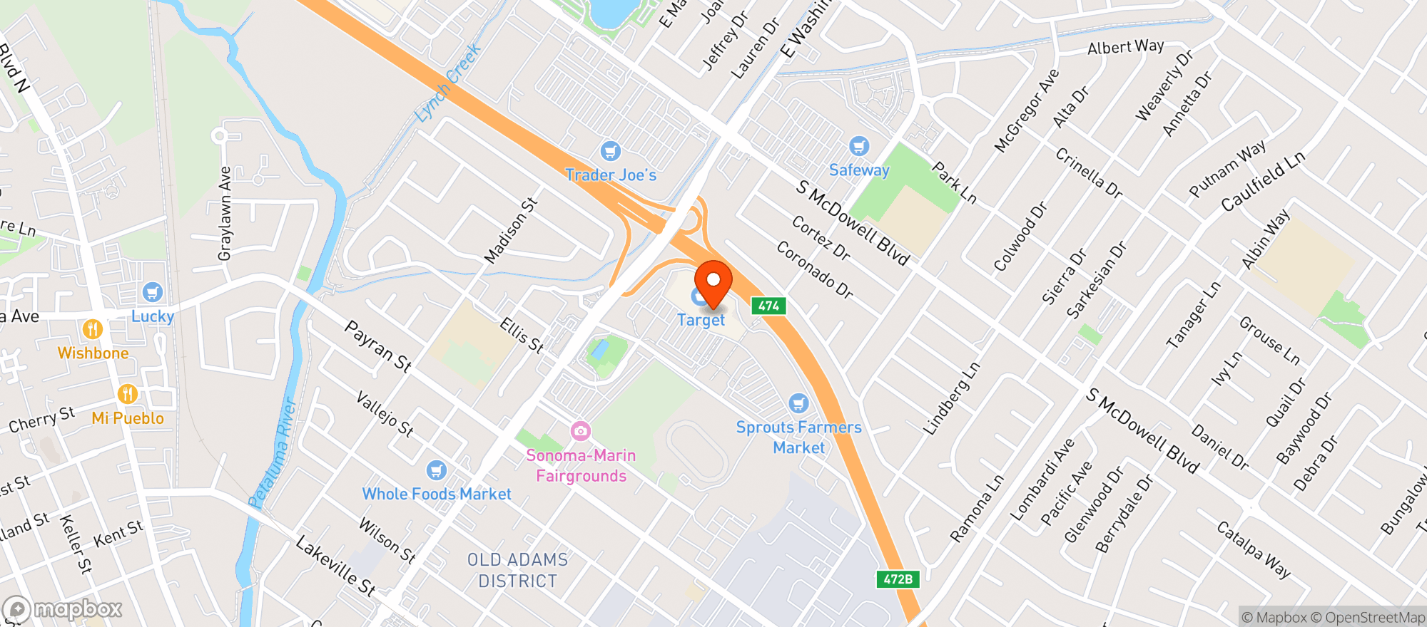 Map showing BevMo