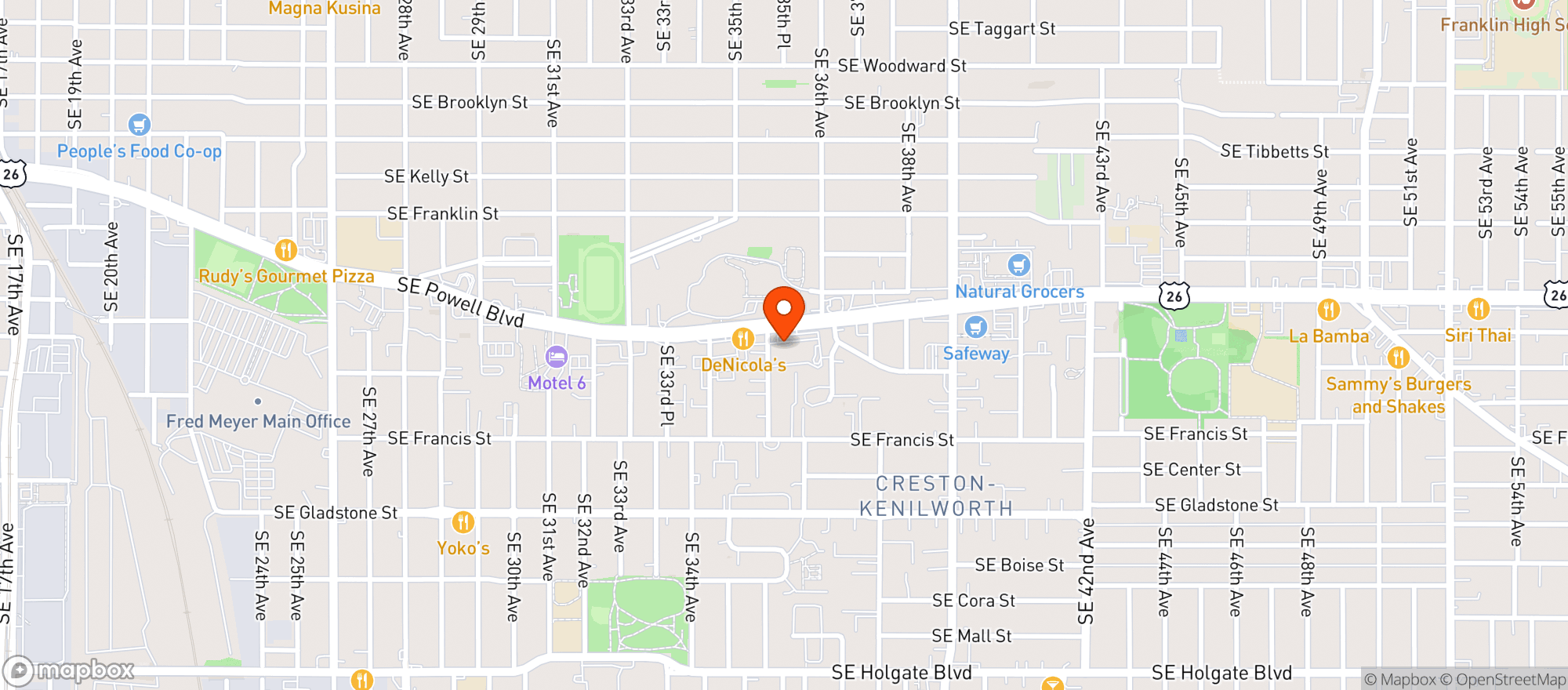 Map showing Hawthorne Strip