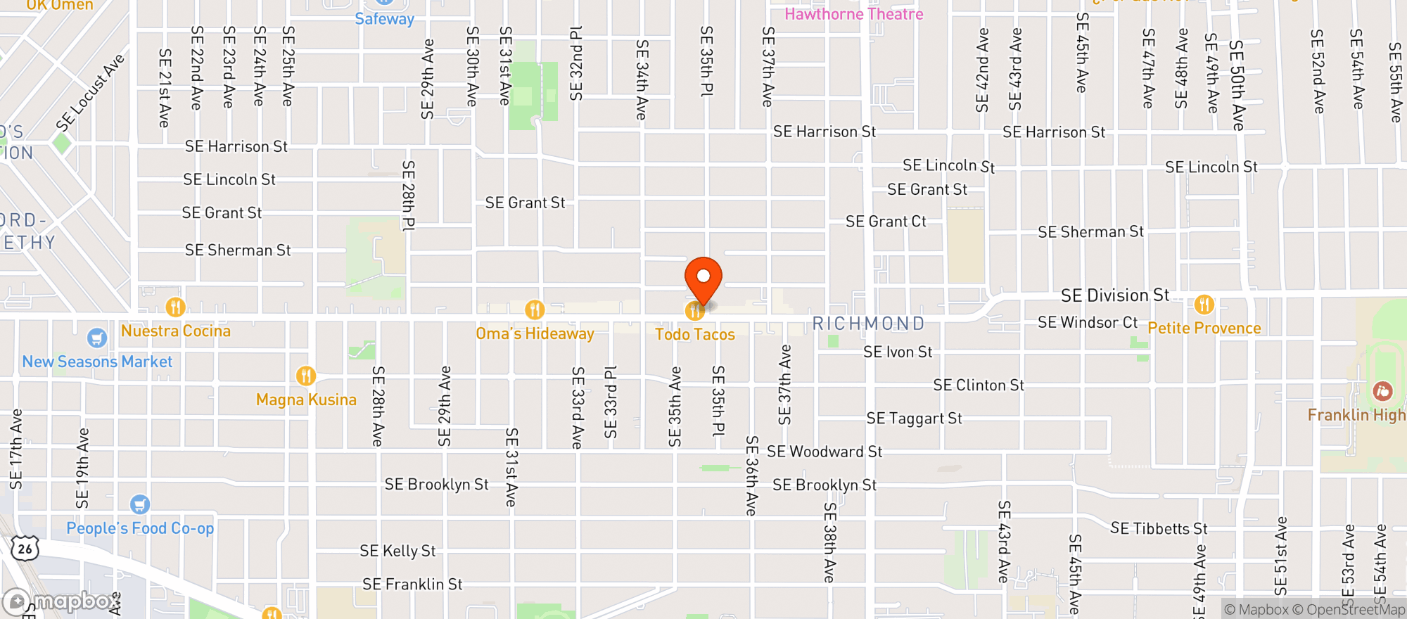 Map showing Cibo Pizzeria