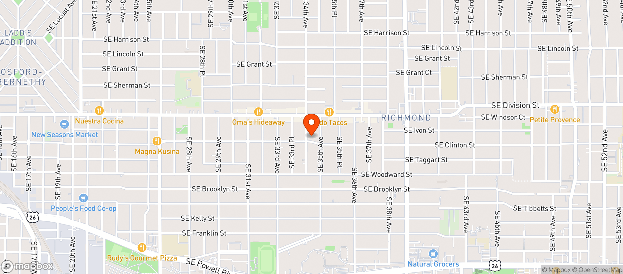 Map showing Clinton Market - Portland