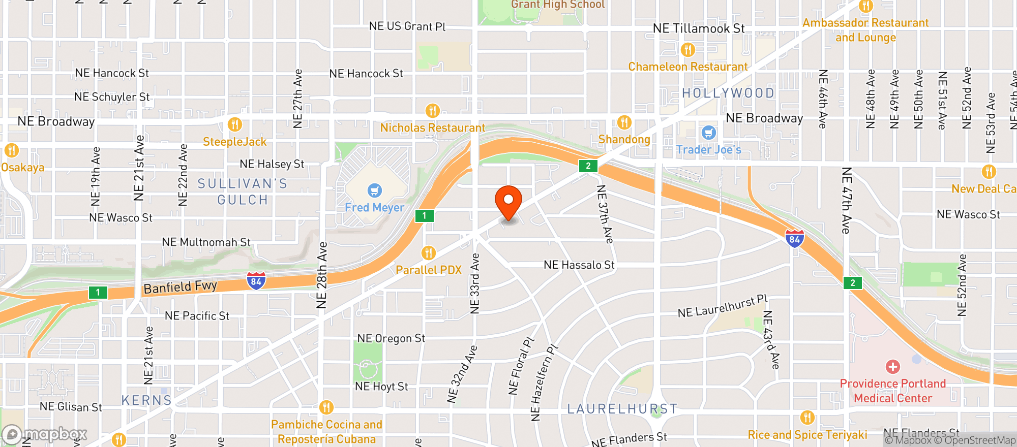 Map showing Redbarn Dispensary Springfield