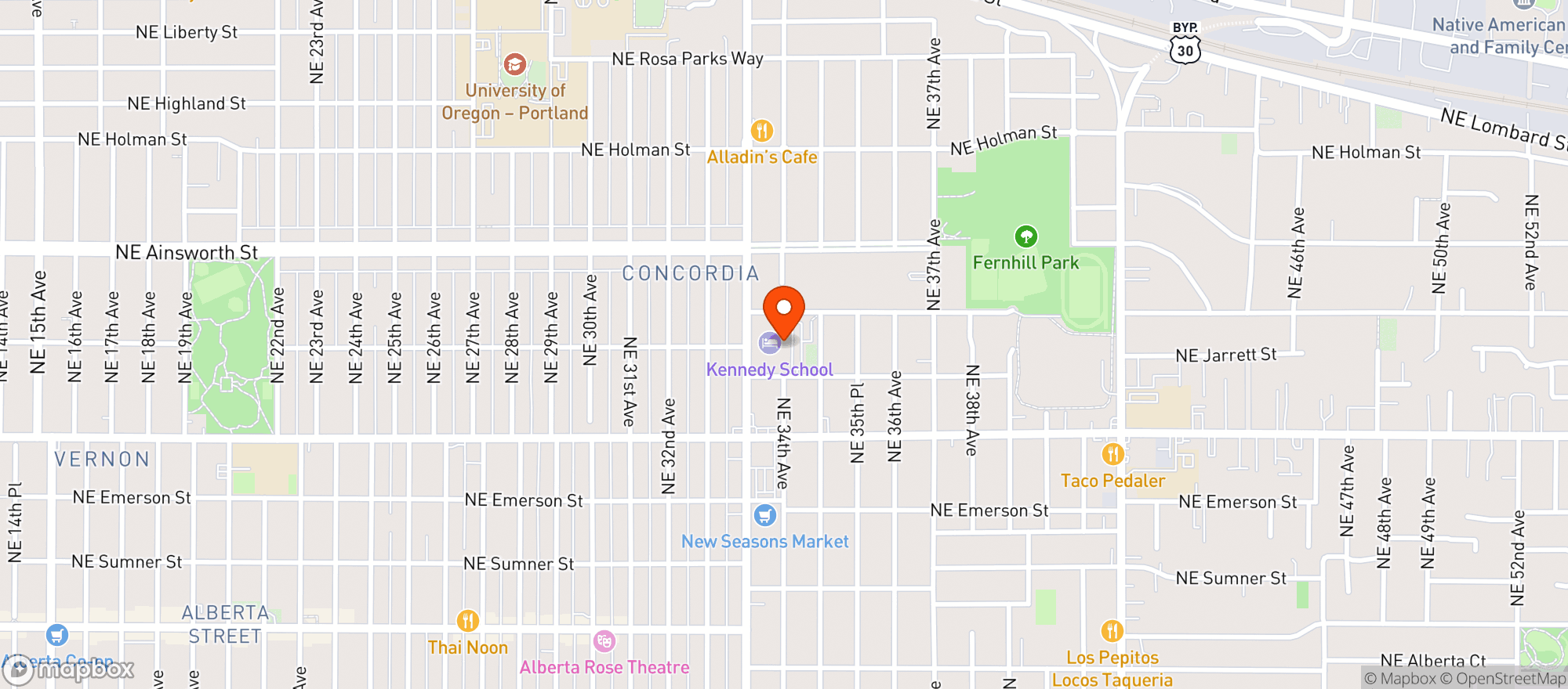 Map showing Mcmenamins Kennedy School