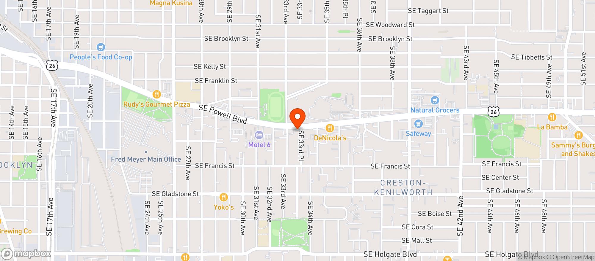 Map showing PLAID PANTRY #135 POWELL
