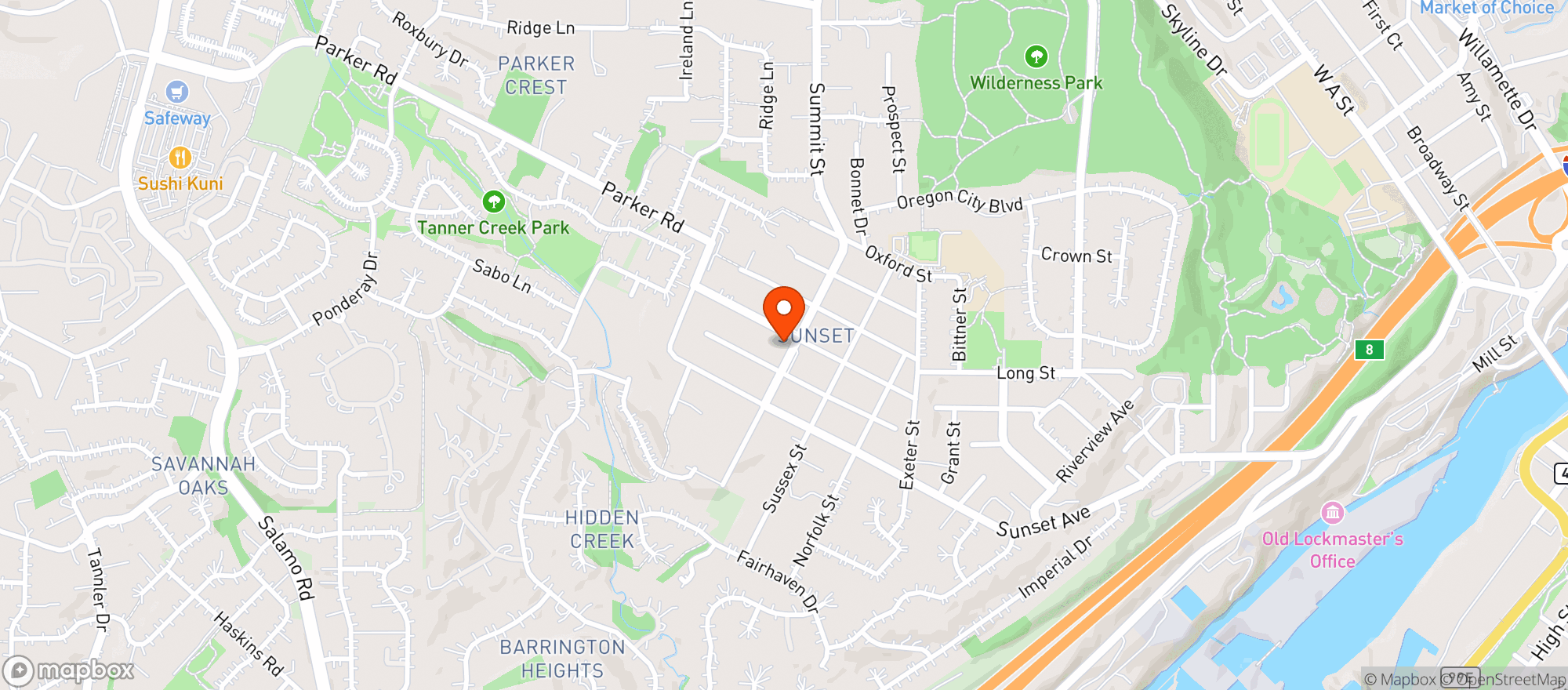 Map showing Sunset Market