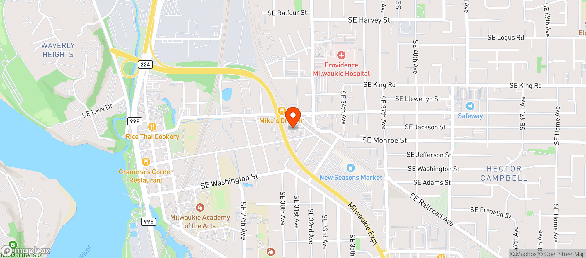 Map showing Milwaukie Bowl