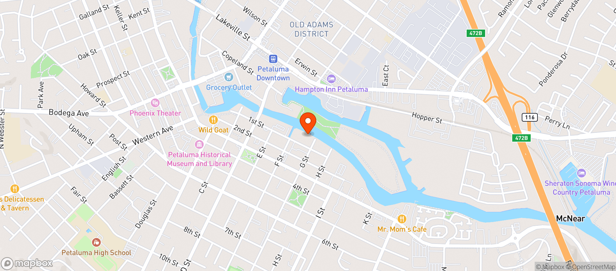 Map showing Hog Island Oyster Co