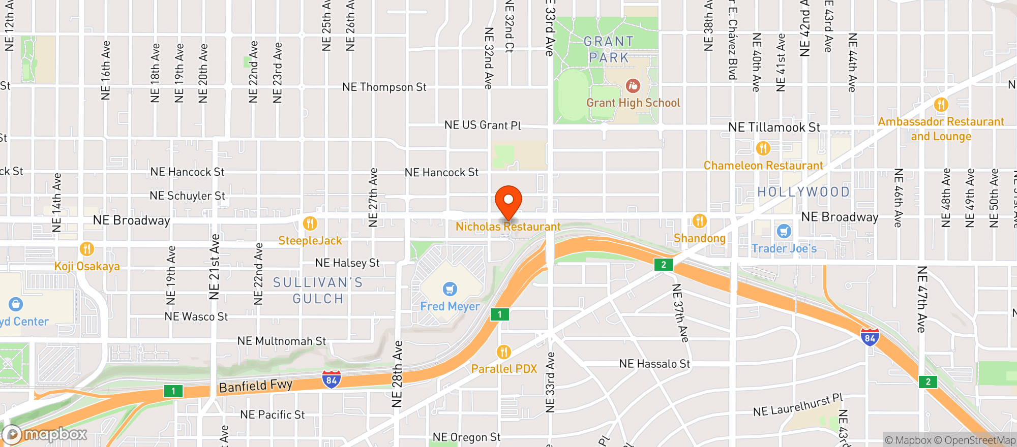 Map showing New Seasons Grant Park