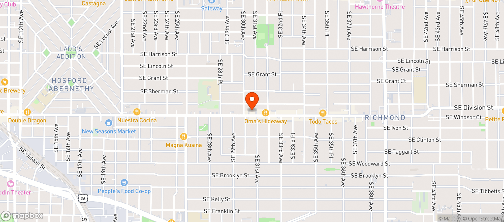Map showing Clean Kratom Portland