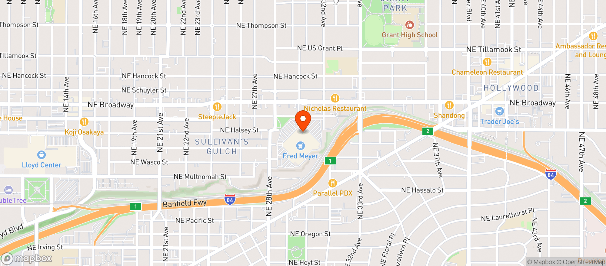 Map showing Fred Meyer