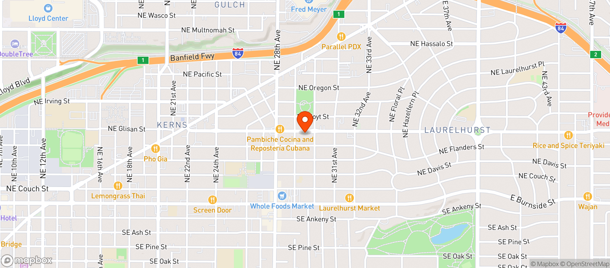 Map showing Laurel Thirst Pub