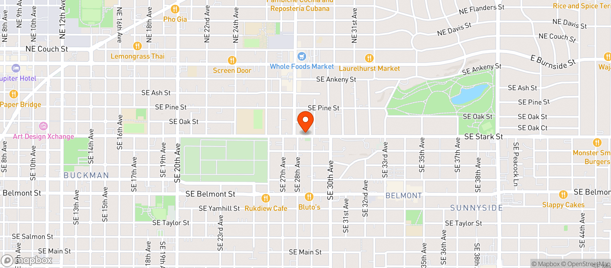 Map showing Baby Doll Pizza
