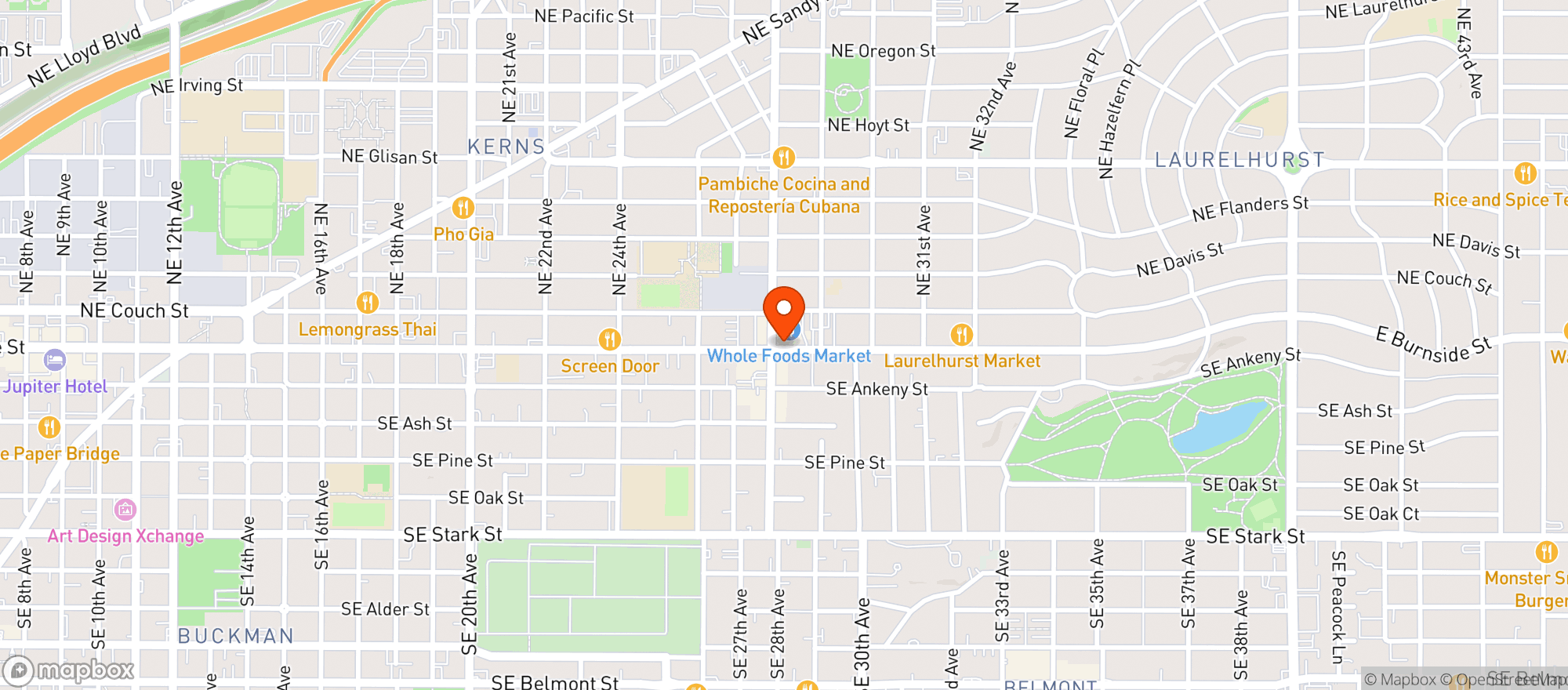 Map showing Whole Foods - 10402 - Laurelhurst