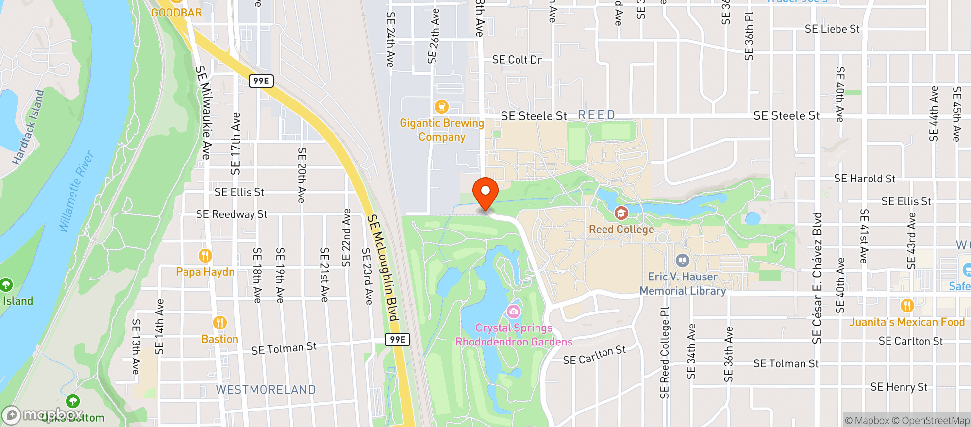 Map showing Oregon Bud Company - Cesar Chavez