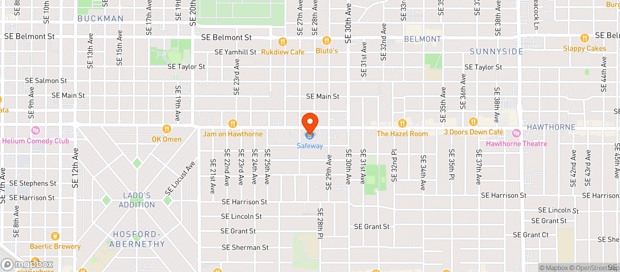 Map showing Safeway #3134 Hawthorne