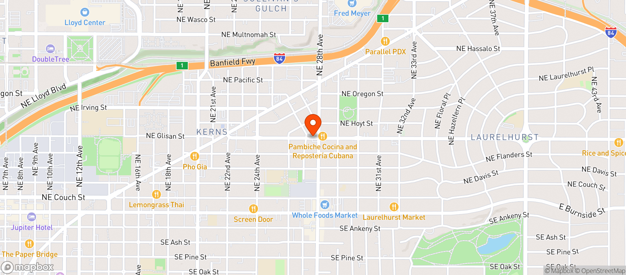 Map showing 28th Food Mart