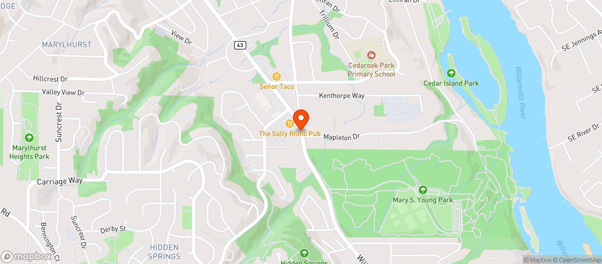 Map showing Linn City Pub - West Linn