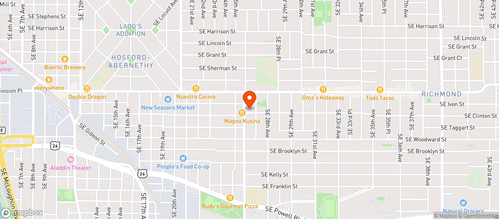 Map showing Clinton Street Theater - Portland