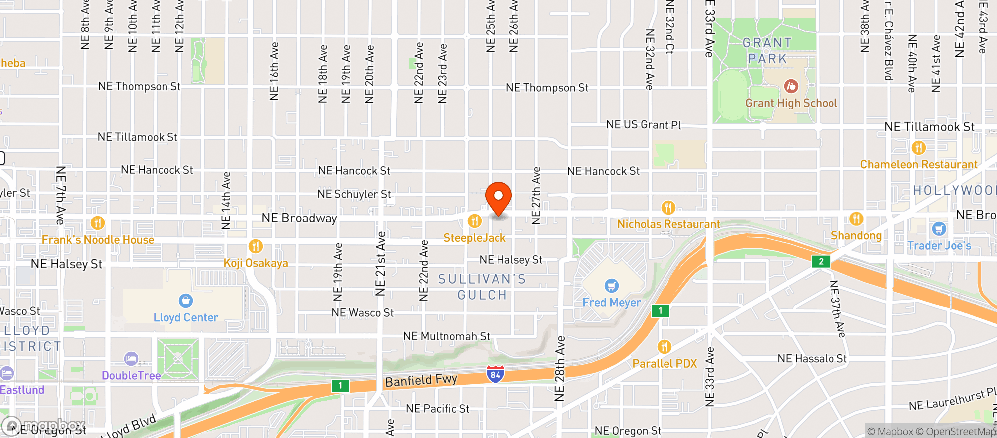 Map showing The Sports Bra