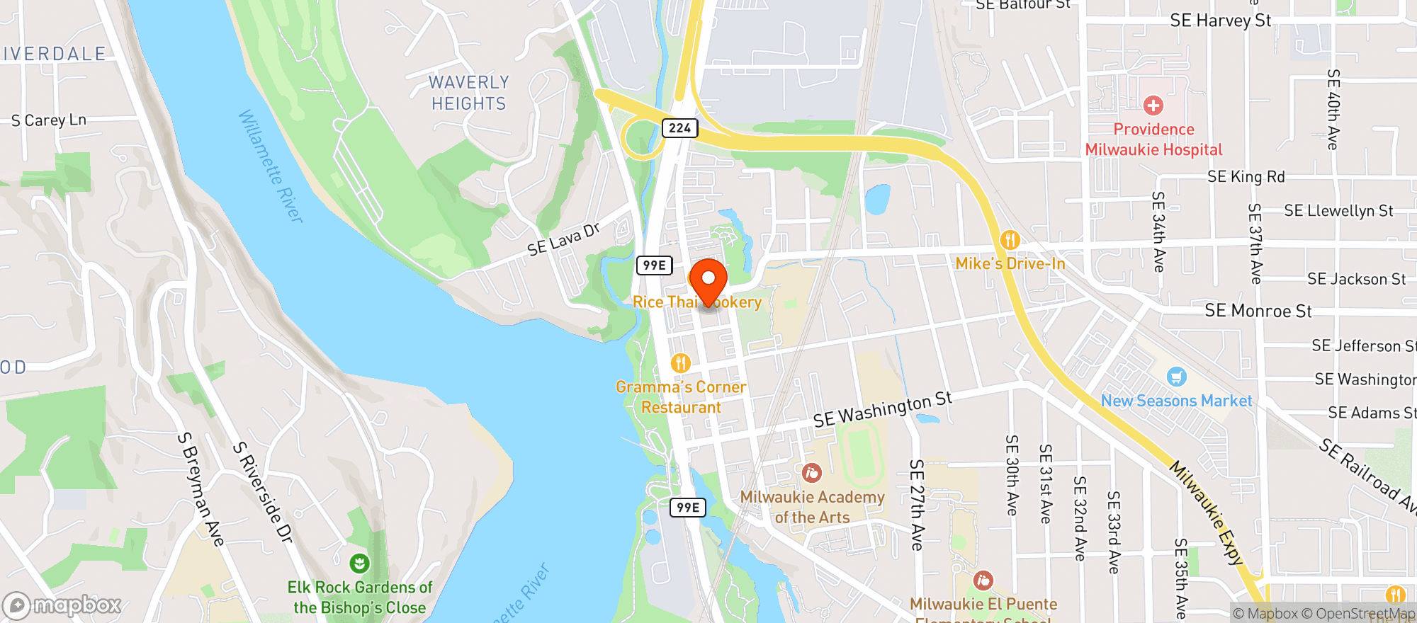 Map showing pFriem Family Brewers - Milwaukie Tasting Room