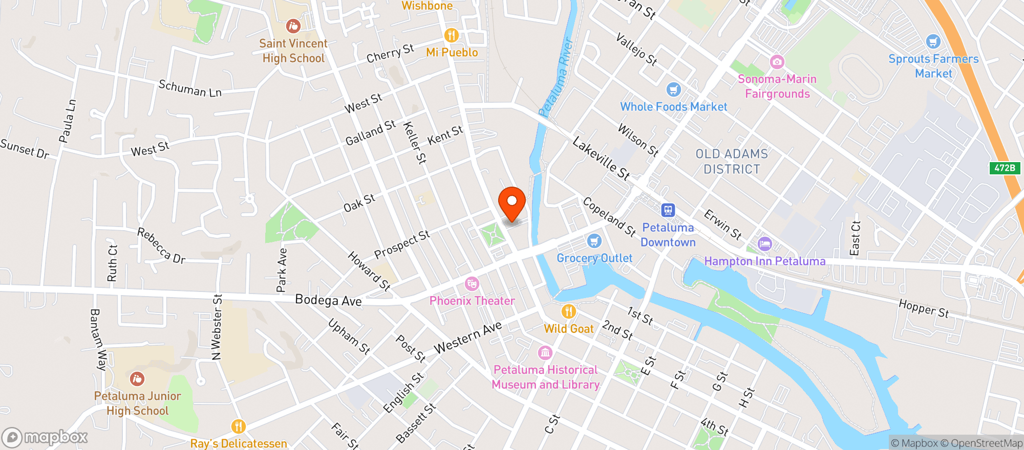 Map showing Buffalo Billiards